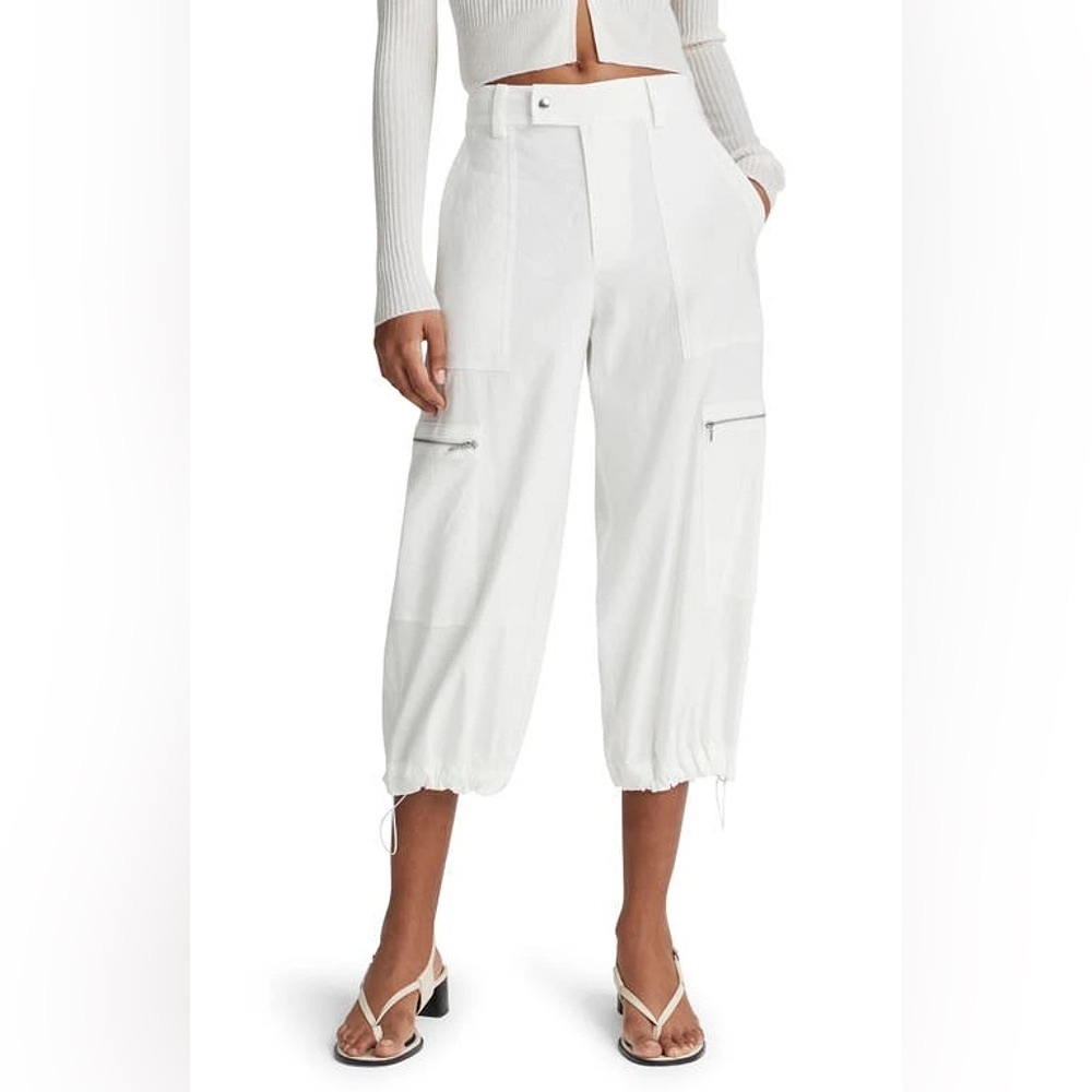 Vince White Cropped Cargo Drawstring Pants